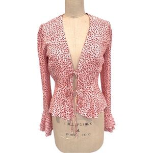 Seven Wonders Floral Print Tie Front Blouse